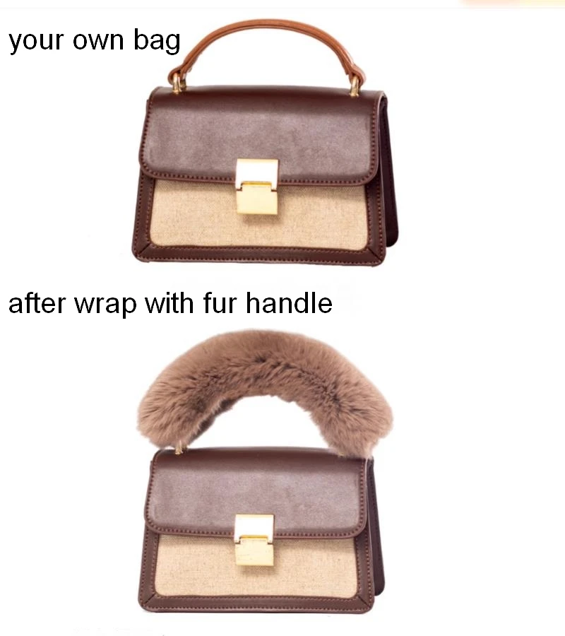 Genuine Rex Rabbit Fur Replacement Bag Strap Handbag Straps Cover Fur Handle With Magic Tape For Women 14/20/30cm