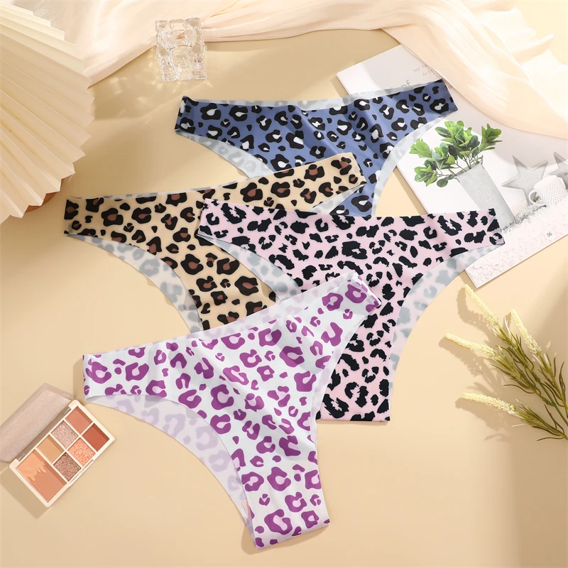 3Pcs Ultra-thin Seamless Underwear Women\'s Panties Sexy Graphic Print Brazilian Pants Female Low-Waist Stretch Briefs Lingerie