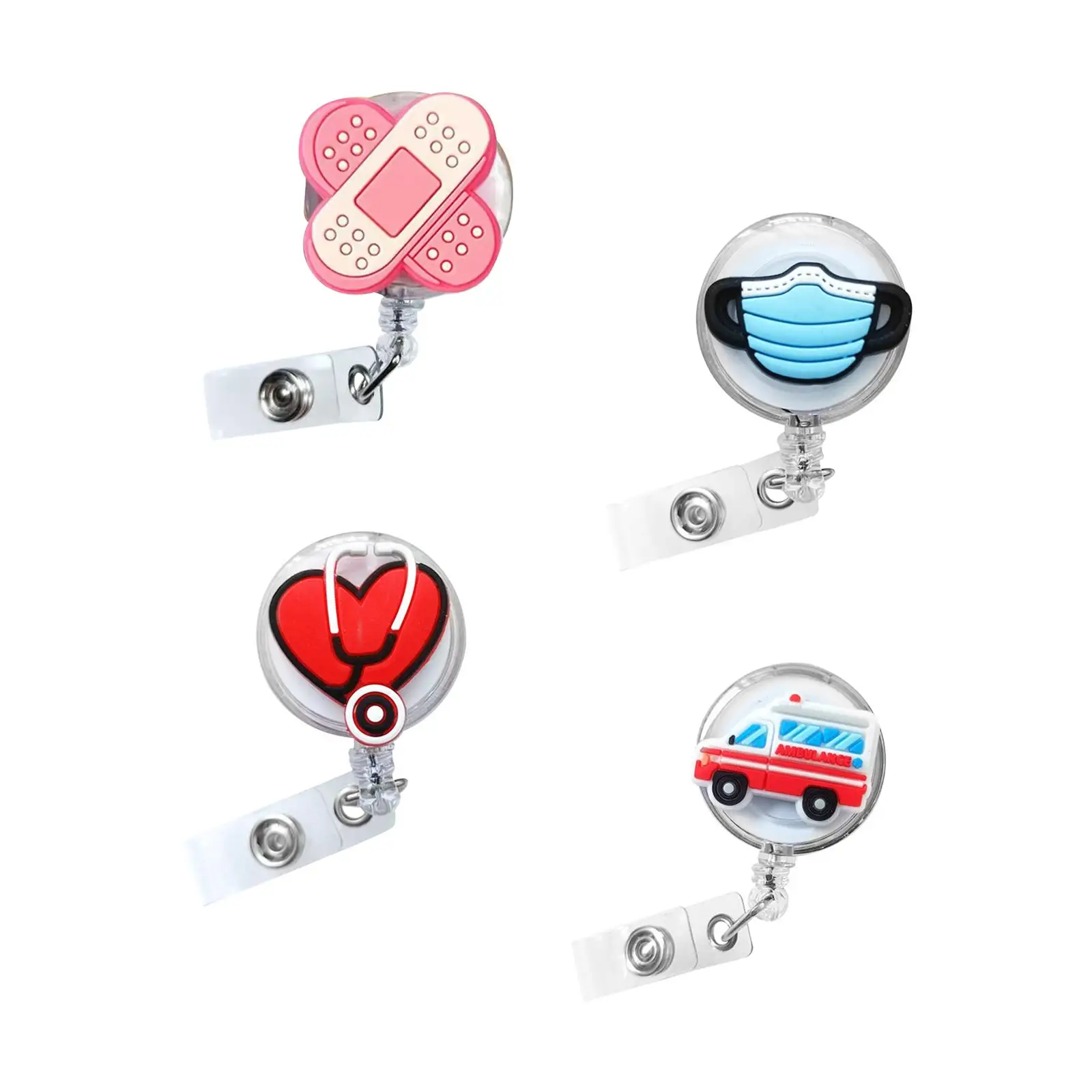 Badge Reel Holder Name Tag Holder 65cm-70cm Retractable Cord Key Reel ID Badge Holder for Rn Nurses Workers Doctors