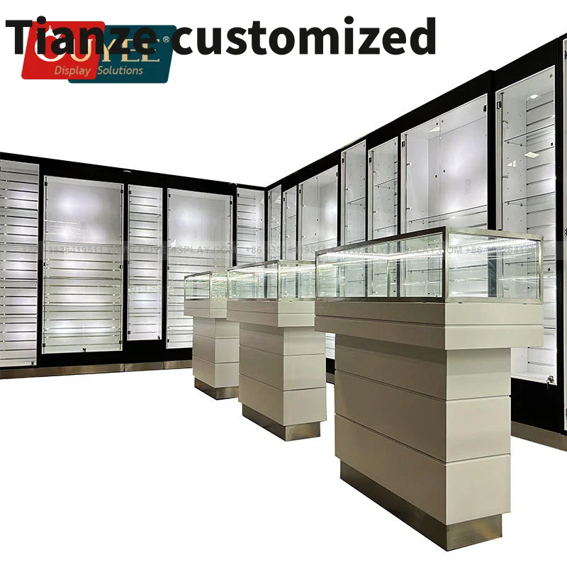 

Customized-new decoration smoke shop glass display showcase smoke shop counters shelves Smoke Shop