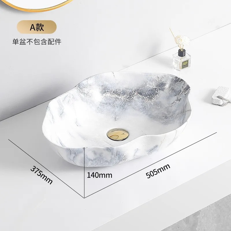 LMM ceramic table basin hand washing color face washing marble pattern basin household