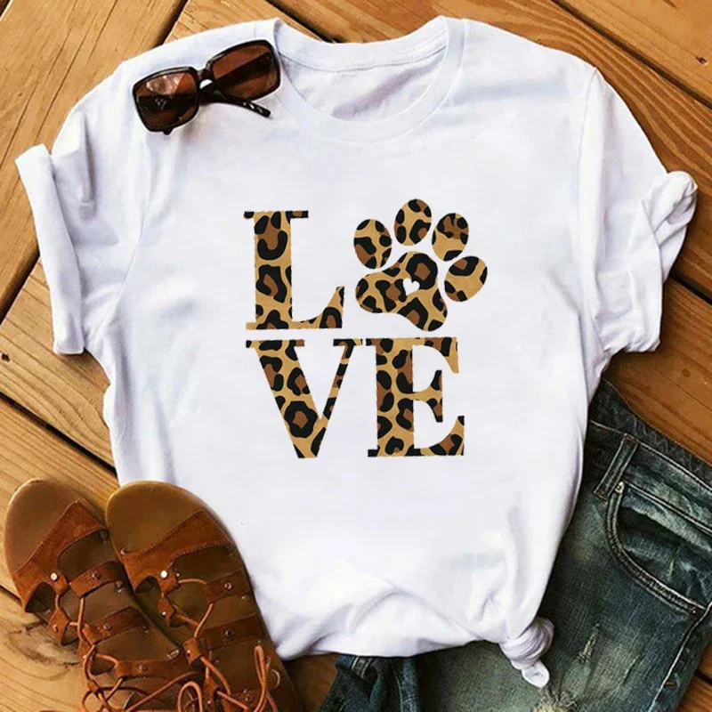 Leopard Print T Shirts Women Summer Short Sleeves T-shirt for Lady Shirt Harajuku O-neck Top Tees Female