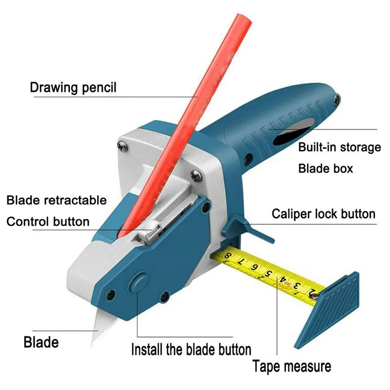 Imagem -06 - Dispositivo de Corte de Placa de Gesso Portátil Drywall Ferramenta de Artefato de Corte 5m Fita Métrica Madeira Trabalhando Ferramentas Escriba