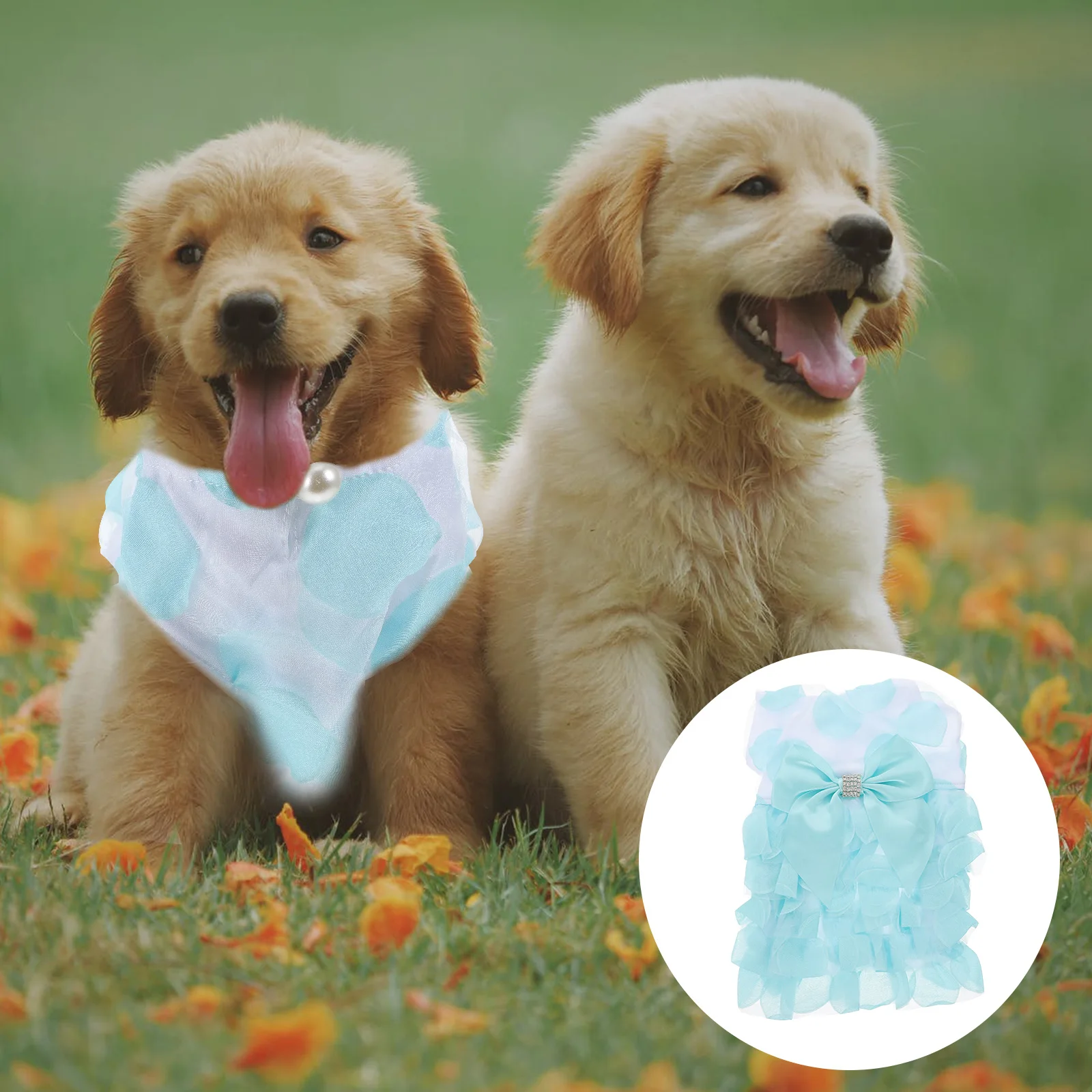 

Charming Multilayer Puppy Dog Dress Sweet Tutu Outfit Bowknot Elegant Skirt Dogs Cats Sky-Blue Comfortable Clothing Outdoor