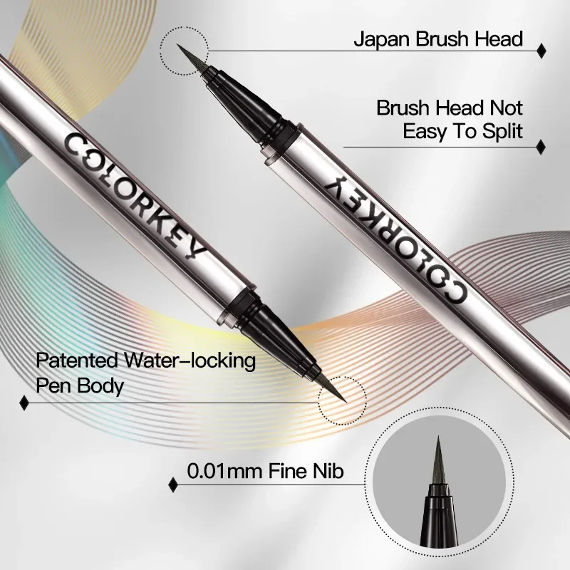 COLORKEY-Stylo Eyeliner Liquide Mince, Longue Durée, Dessin Facile, Maquillage Waterproof