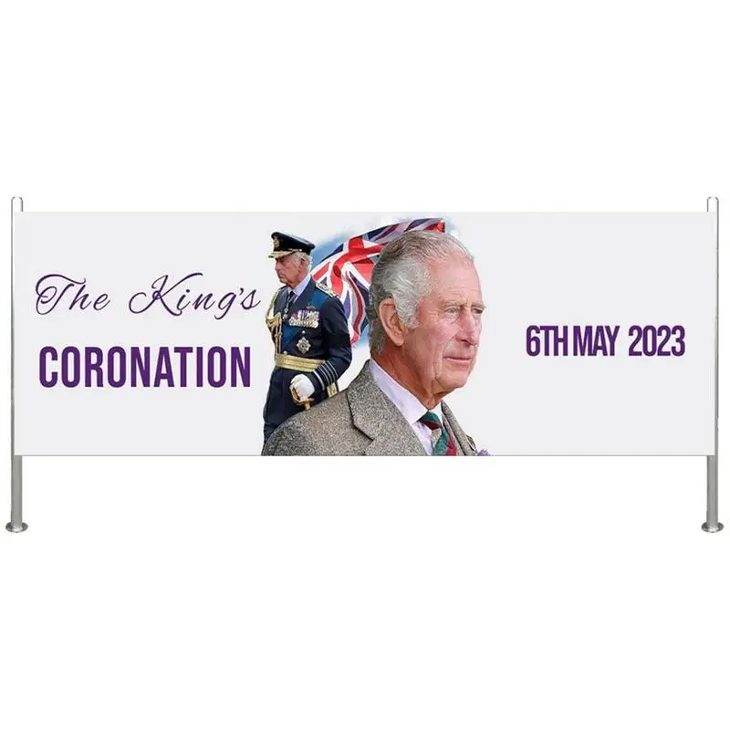 King Charles III Coronation Flag Charles III Portrait Garden Flags England Banner God Save The King United Kingdom Flag