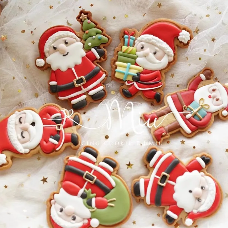 Christmas Santa Claus Pattern Cookie Cutter Xmas Biscuit Stamp Icing Cake Fondant Cake Tree Decoration Baking Pressed Mold