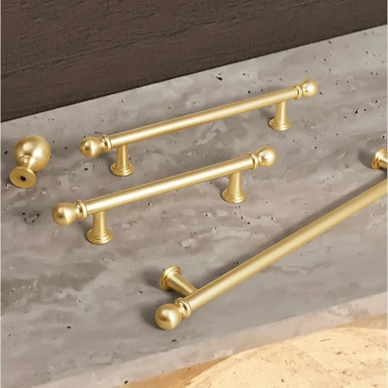 Brushed Gold Handles Nordic Zinc Alloy Cupboard Door Knobs for Cabinets and Drawers Bright Gold Light Luxury Wardrobe Pulls