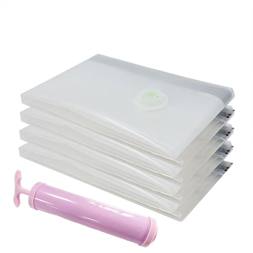 

Keep Your Wardrobe Neat And Tidy With Our Space Saving Vacuum Sealed Storage Bag Set Featuring A Handy Pump Tool