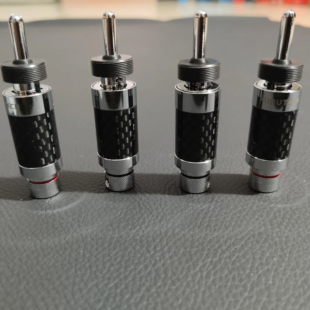 Furutech-الروديوم مطلي ألياف الكربون الموز ، لحام خالية HiFi المتكلم ، Y البستوني المكونات ، الترويجية ، اليابانية ، 4 قطعة