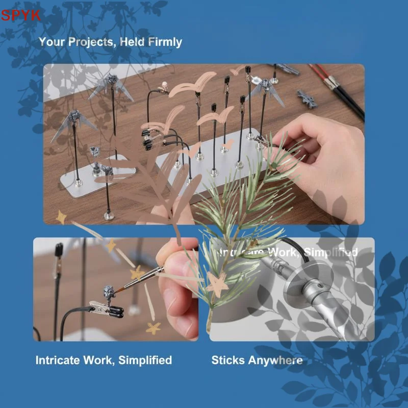 Soldering Third Hand With Strong Magnetic Base Flexible: 4Pcs Arms PCB Holder Alligator Clip Welding