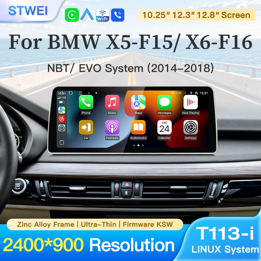 stwei New Linux System 10.25 12.3 12.8inch Screen For BMW X5 X6 F15 F16 F85 F86 NBT EVO Wireless CarPlay Auto Car Video Players