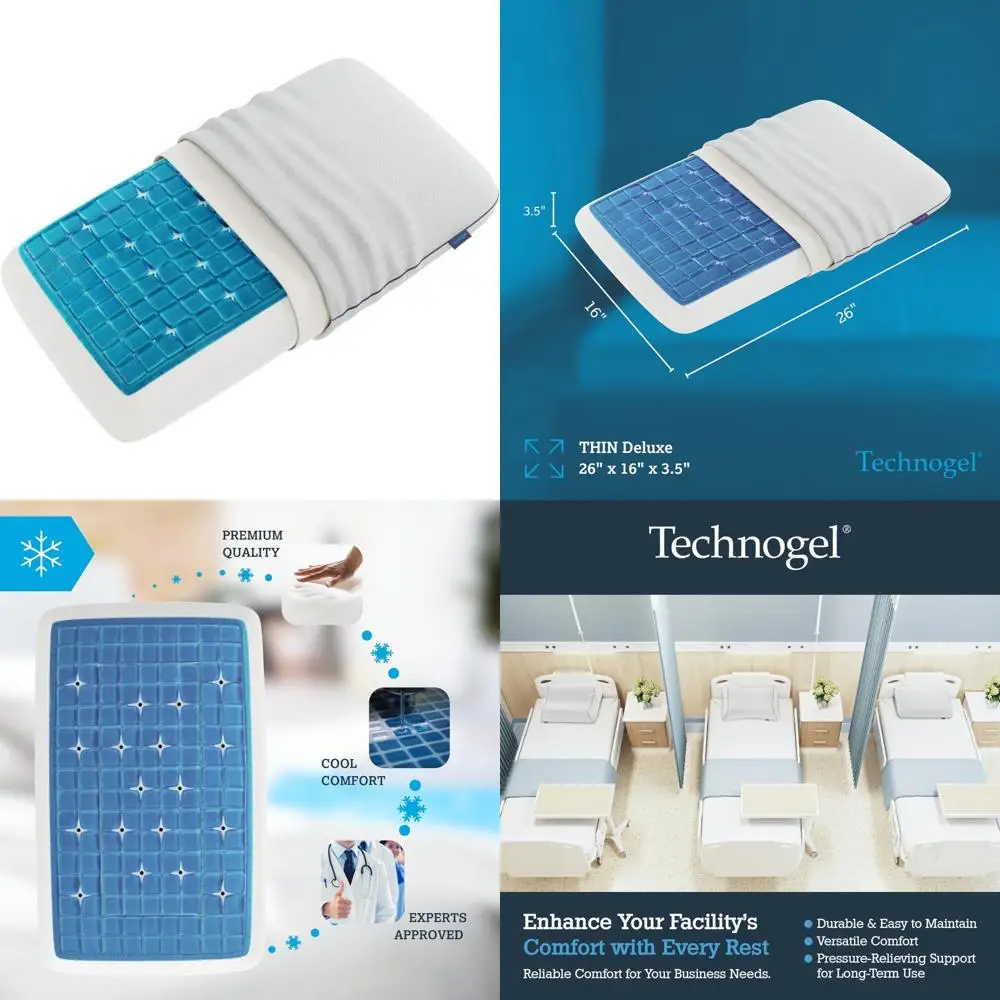 

Technogel Deluxe Cooling Gel Pillow - Advanced Cooling System, Odor-Free Memory Foam for Breathable, Ergonomic Stomach Sleep Sup