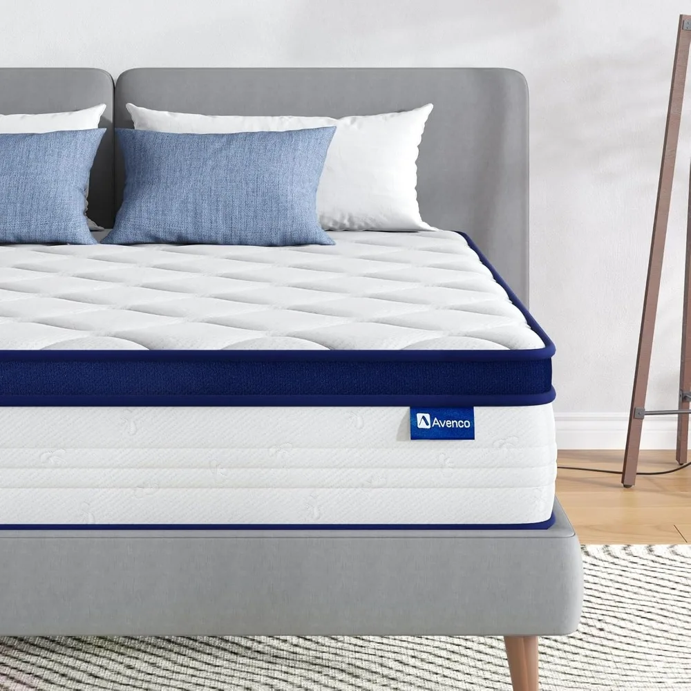 

Avenco King Size Mattress, 12 Inch King Mattresses in a Box, Hybrid Spring Mattresses with Comfort Foam and Pocket Coils