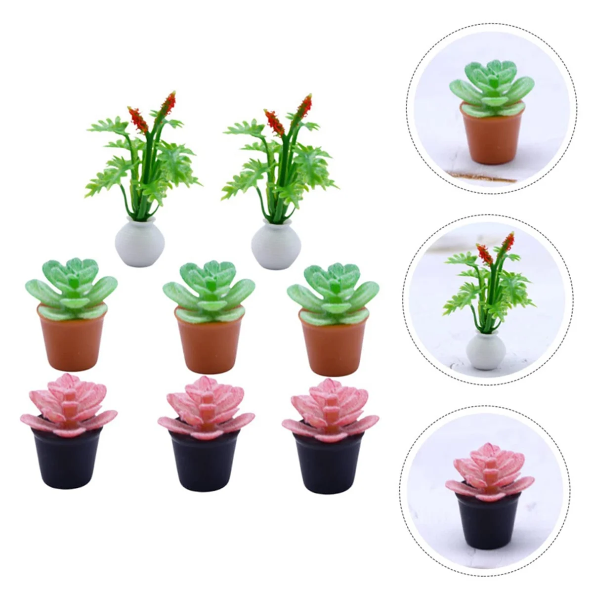 A71P 10 قطعة نبات اصطناعي صغير زينة مصغرة زهرة ديكور ملحقات صغيرة أواني صغيرة نباتات صغيرة نبات صناعي #3