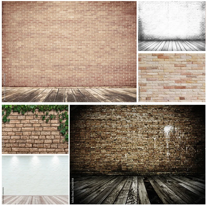 

Vinyl Custom Vintage Brick Wall Wooden Floor Photography Backdrops Photo Background Studio Prop ZXX-22