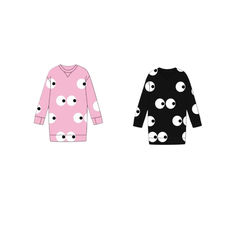 

Children Sweatdress OUYANG&IVAN24 Autumn/Winter NU Hoodie Dress for Boy and Girls Casual Loose Mid-length Dress