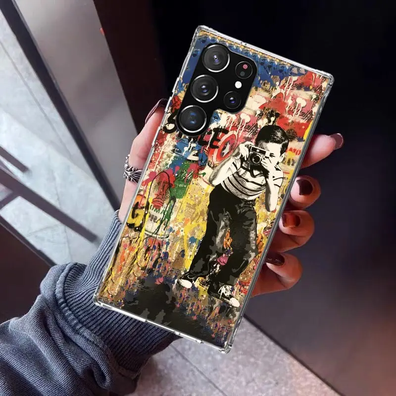 Banksy Graffiti Art Phone Case For Samsung Galaxy S23 S24 S25 Edge S26 Ultra S22 + S21 Plus S20 FE Cover Silicone Print Shell Ga