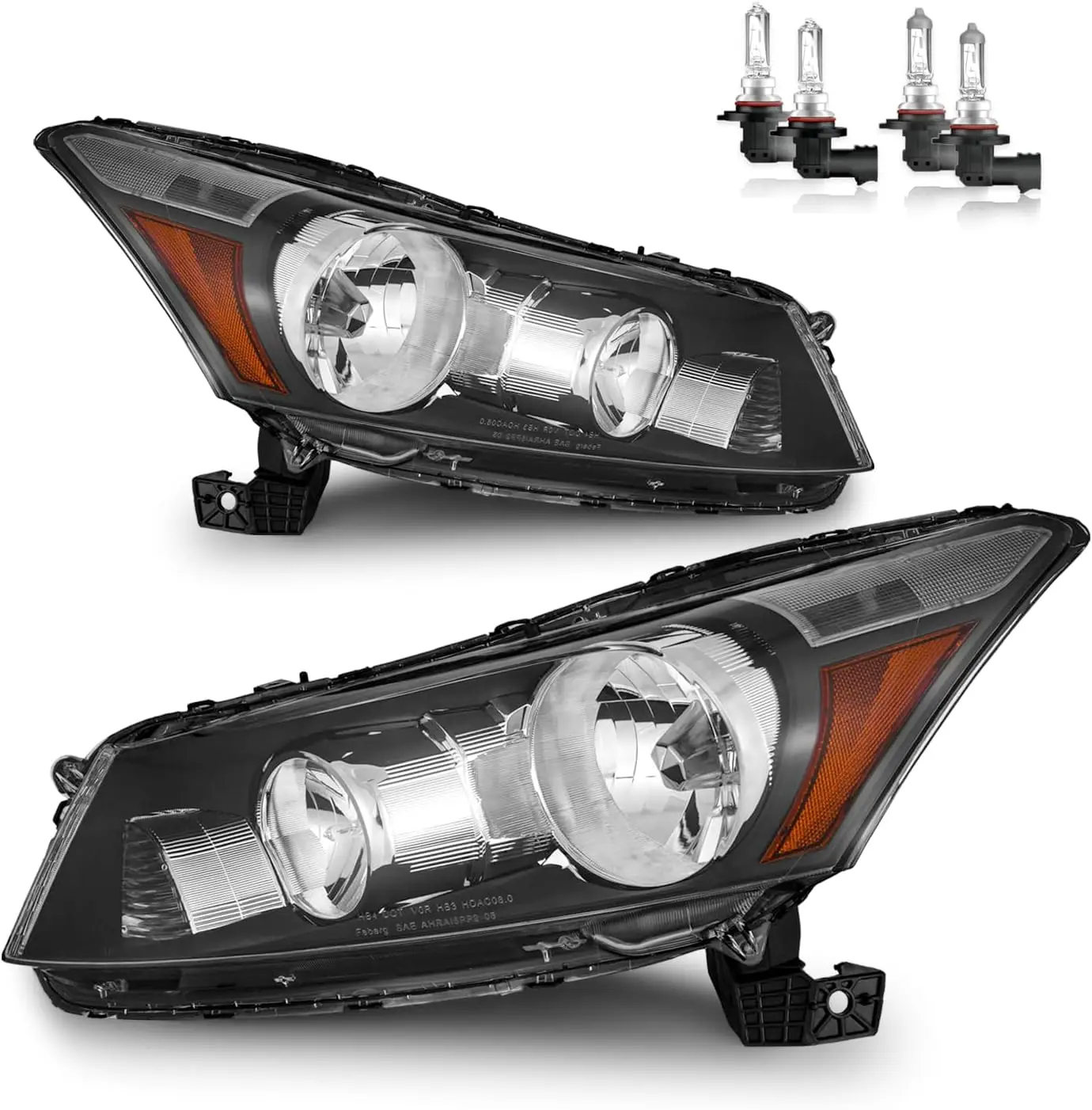 

Headlights with Bulbs for 2008-2012 Honda Accord Sedan, Driver & Passenger Side, Not for Coupe or Crosstour