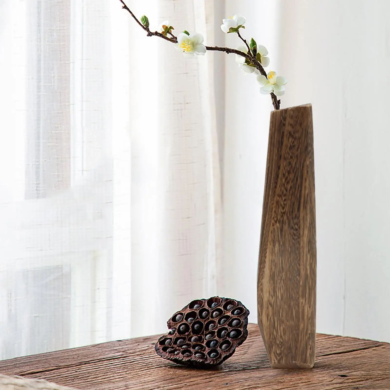 

Rustic Vase Wooden Floor Vase Table Ornament Home Decoration For Indoor Outdoor Patio Hallway Bathroom Bedroom Centerpieces