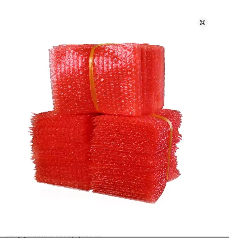 Double Film Bubble Bags, Plastic PE, 2 Layer Packing Envelopes, Anti-static Shockproof Padded Pouches, Red Color