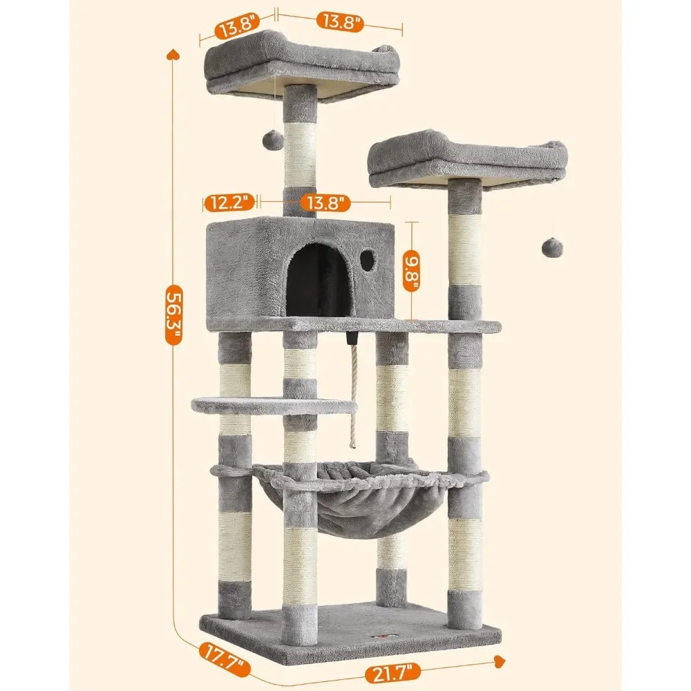 Imagem -04 - Indoor Cat Hammock Casas e Casas Condomínio com Arranhar Posts Cat Tower Plush Perch Pet Products Pet Bed 563