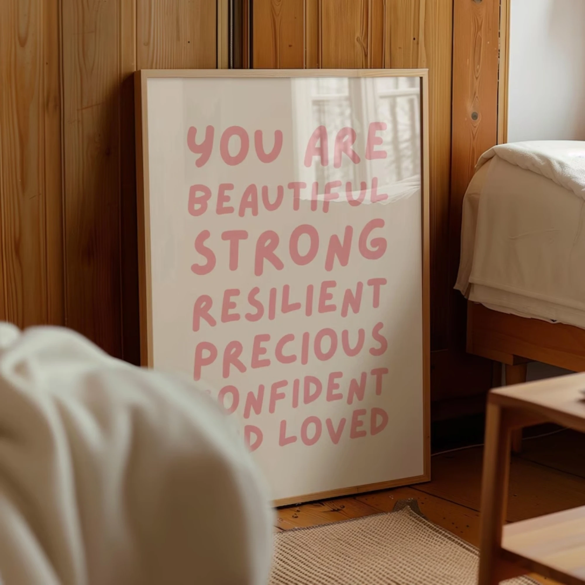 You Are Beautiful Nursery Affirmation Wall Art Print Canvas Painting Poster Picture For Living Room,Girls Bedroom Home Decor