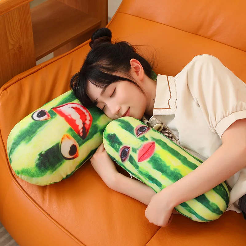 Almohada larga de felpa de pepino verde divertido, Peluche de frutas de Peluche, soporte para piernas para dormir, sofá, silla, decoración de cama, presente