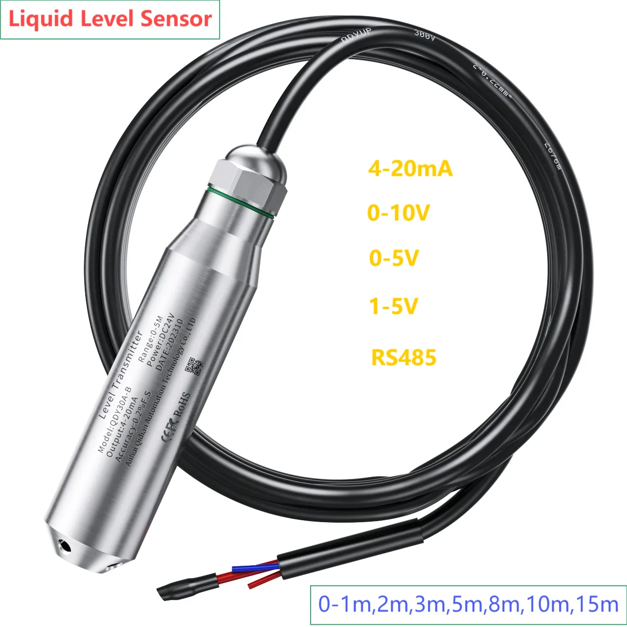 

Submersible Liquid Level Transmitter 0-10M 8M 6M 5M 2M Lastest Water Level Transducer 4-20mA Water Level Sensor for Tank Well