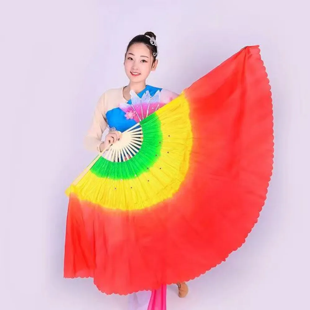 

Бамбуковый китайский веер для танца живота 36 см, шелковый полукруглый веер 45 см, разноцветные бамбуковые вееры для детей, 10 стилей, окрашенные вручную, вееры для взрослых