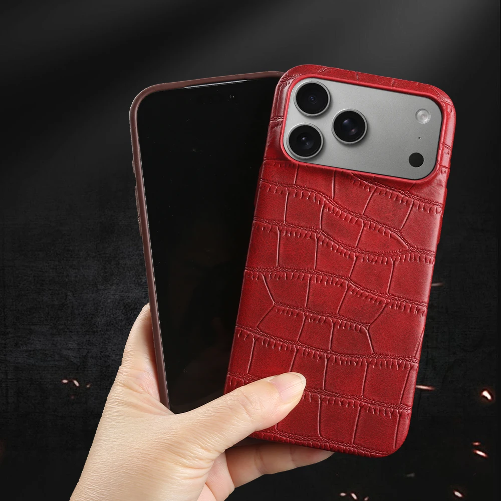 

Premium Crocodile Leather Case For iphone 17 Pro Max 16 14 15 Plus 16e 13 12 Mini 11 7 8 XR X XS Max Air Phone Case Back Cover