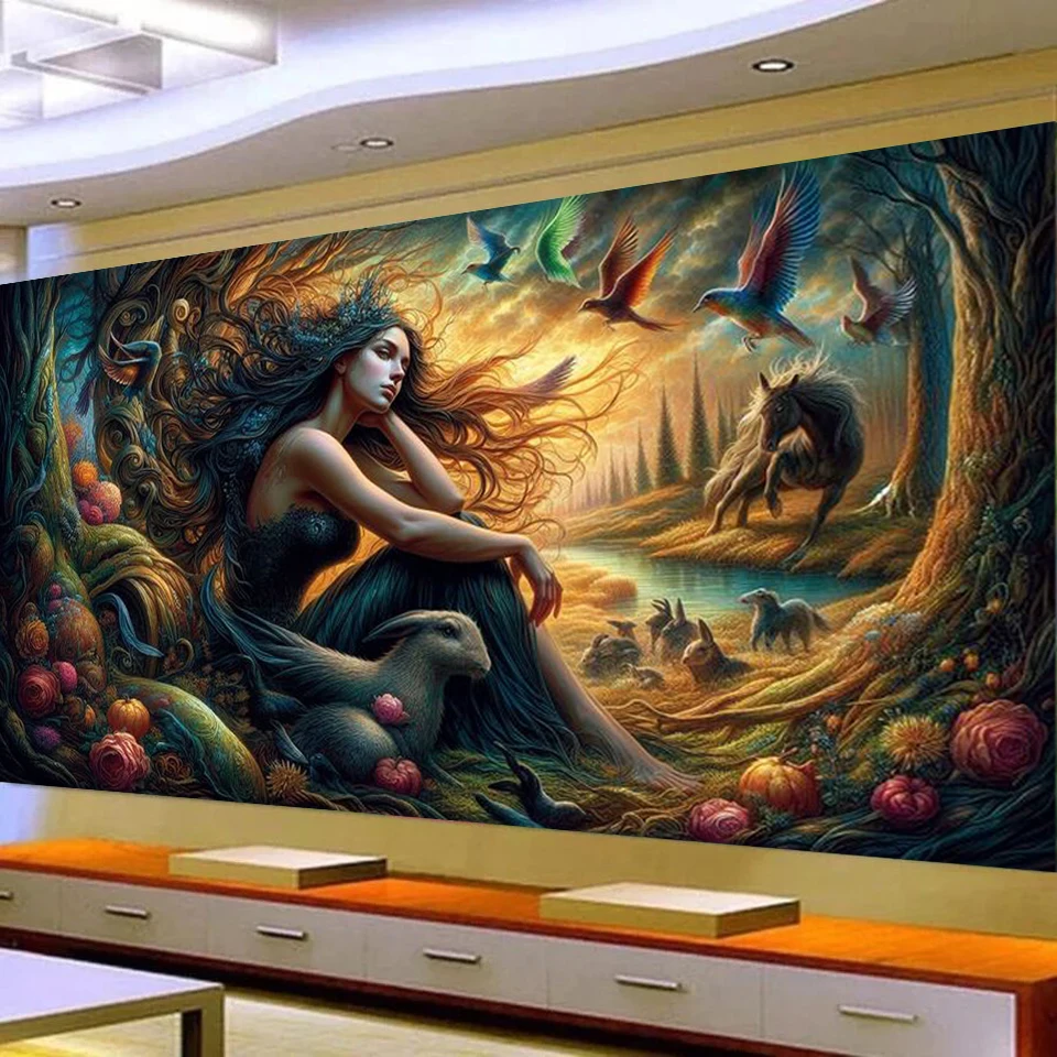 

Новый яркий DIY алмазная живопись мозаика искусство лесные животные женские лошади полный квадратный круглый горный хрусталь домашний декор большой размер