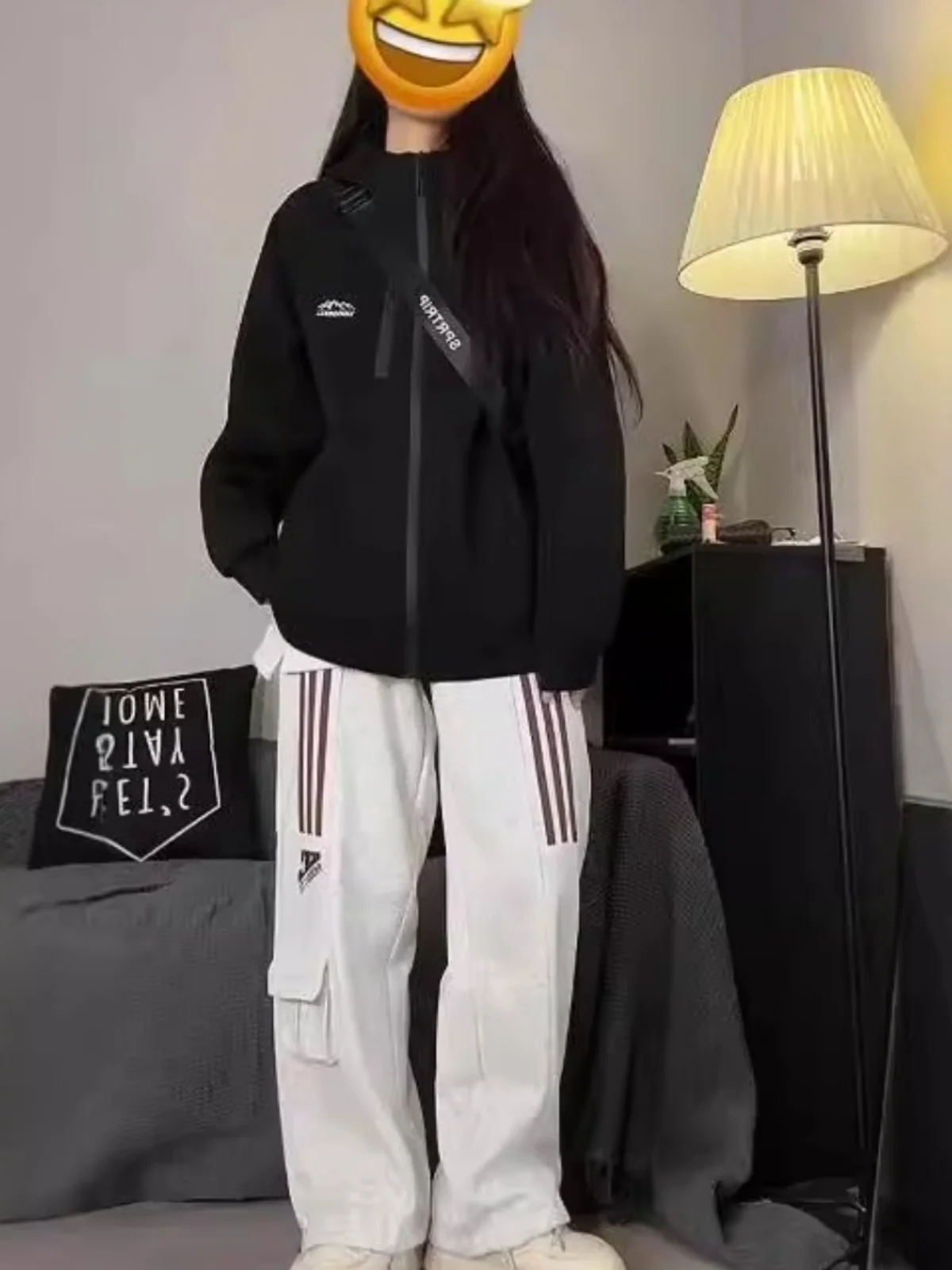 Nuova Felpa con Cappuccio e Ricamo Lettera 2025, Cardigan Aperto per Coppie, Versione Coreana Casual Oversize per Donna