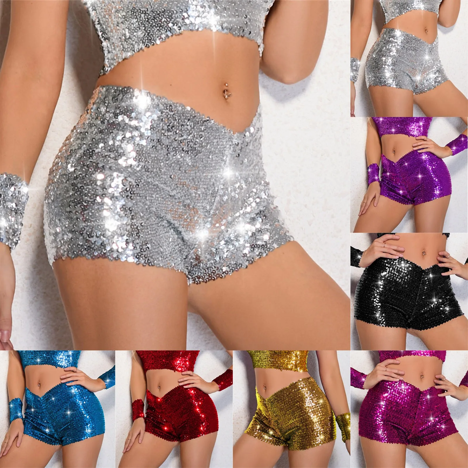 

New Women Sequins Beads Performance Shorts Stage Club Party Night Mini Hot Short Pants Mujer Loose Comfy Cortos Clubwear