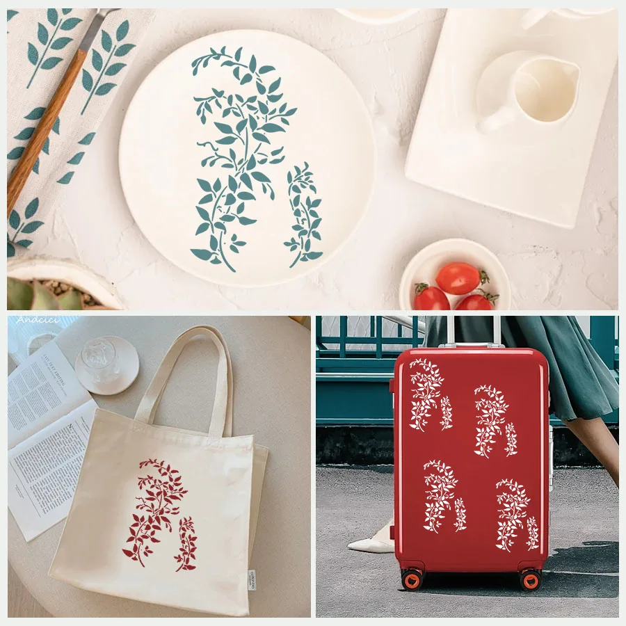 "استنسل كرمة كبير مقاس A4 قابل لإعادة الاستخدام لفن الحائط والعلامات الخشبية ولوحة الأثاث - قالب حرفي لديكور المنزل بنفسك (8.3 × 11.7 بوصة)"