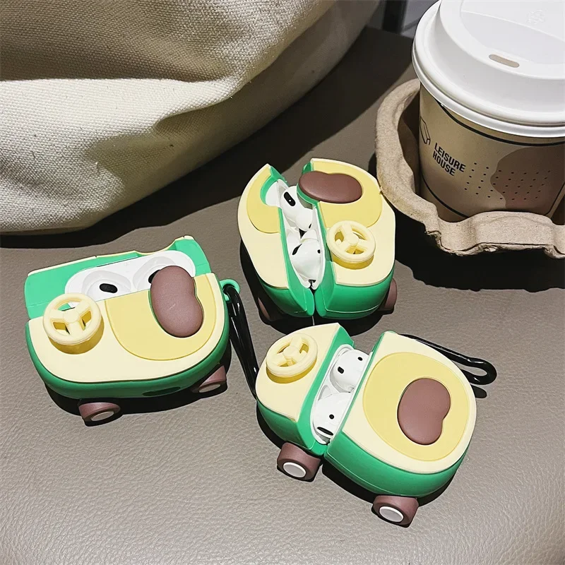 Funda de coche con aguacate para AirPods 4, Airpod 1, 2, 3 Pro, Pro 2, auriculares Bluetooth, caja de carga, funda protectora para auriculares