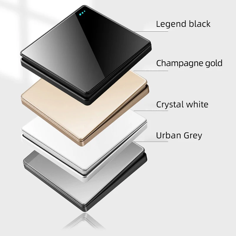 PSSRISE EU Wall Light Switch Power White Deluxe Full Tempered Glass Panel 1/2Way Light Switch On/Off With Fluorescent Indicator