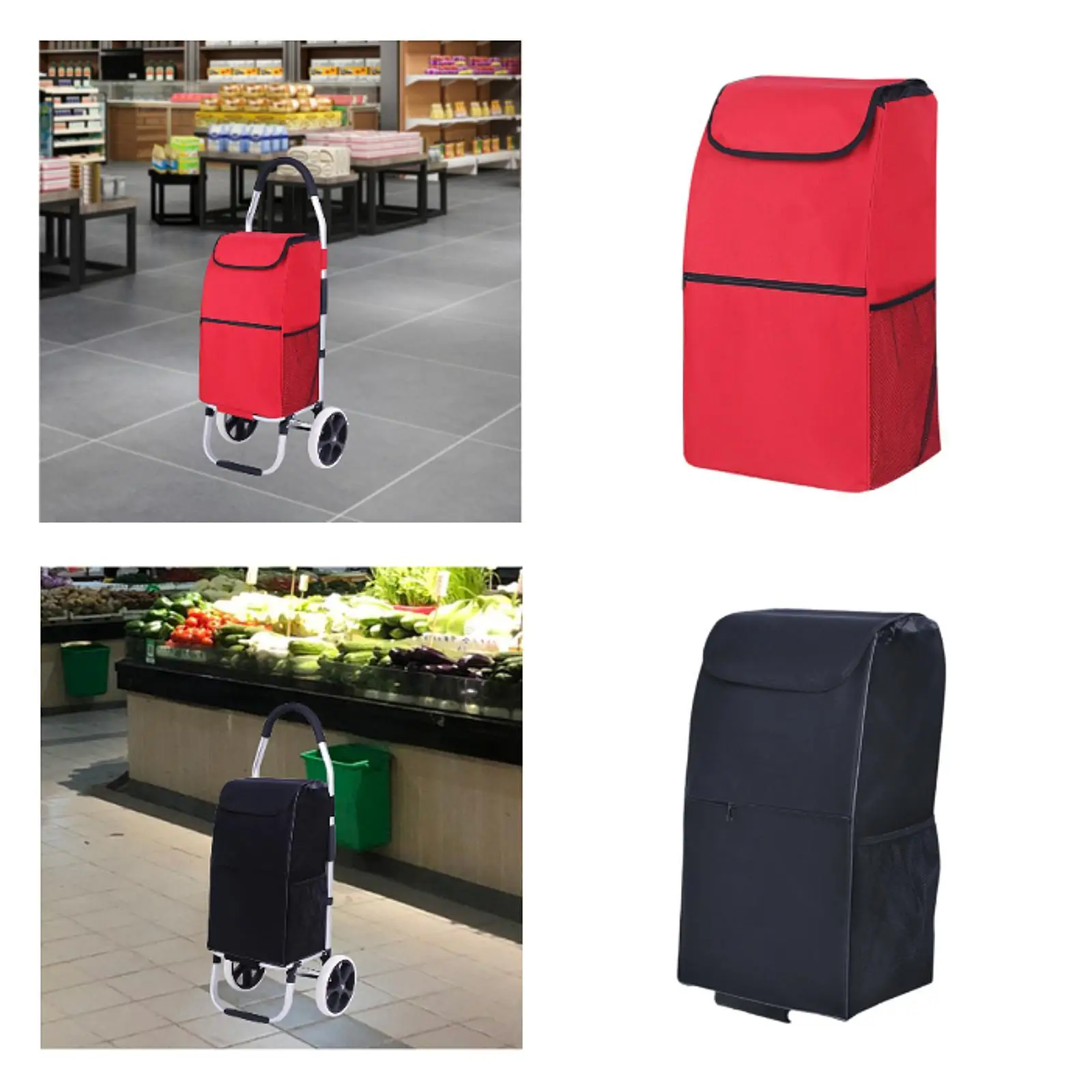 Shopping Cart Bag Spare Bag Portable Reusable Fold up Trolley Accessories with Front Pocket Waterproof Trolley Replacement Bag