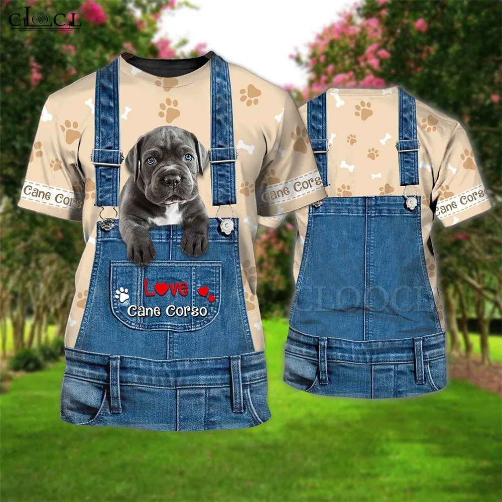 HX Love Animals T-Shirts 3D Graphic Cane Corso Puppies Overalls Tops Casual Pullover Tees Fashion Men Clothing Dropshipping