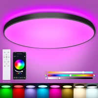24W Black RGB LED Ceiling Light 30cm Dimmable with Remote & App Control, 16 Million Colours, 2400LM Adjustable 2700K–6500K Smart Lamp for Bedroom, Living Room, Children's Room