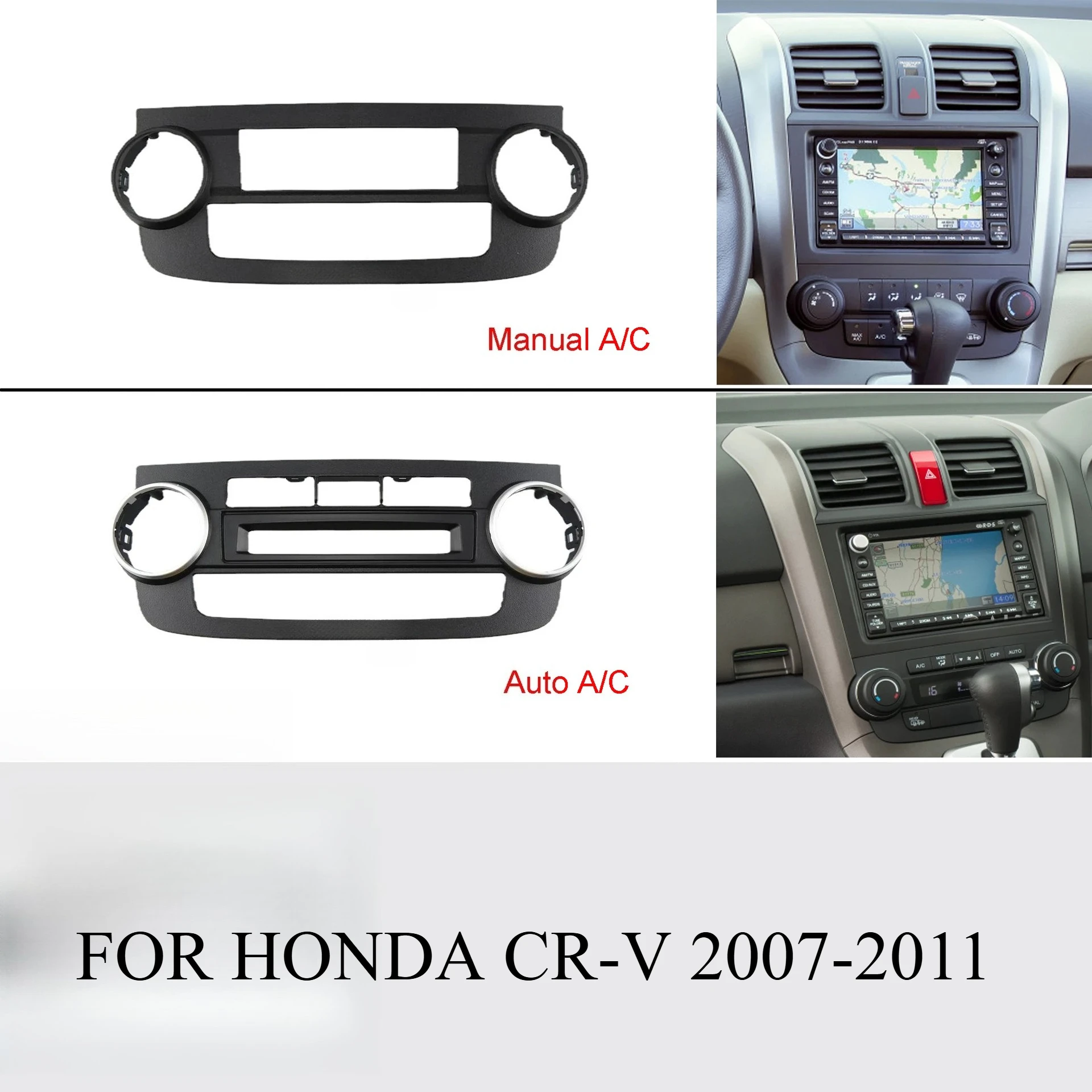 Panel de aire acondicionado A/C Fascia de coche para Honda CRV CR-V 2007-2012 Kit de tablero instalar placa adaptadora de bisel de consola Facia AT