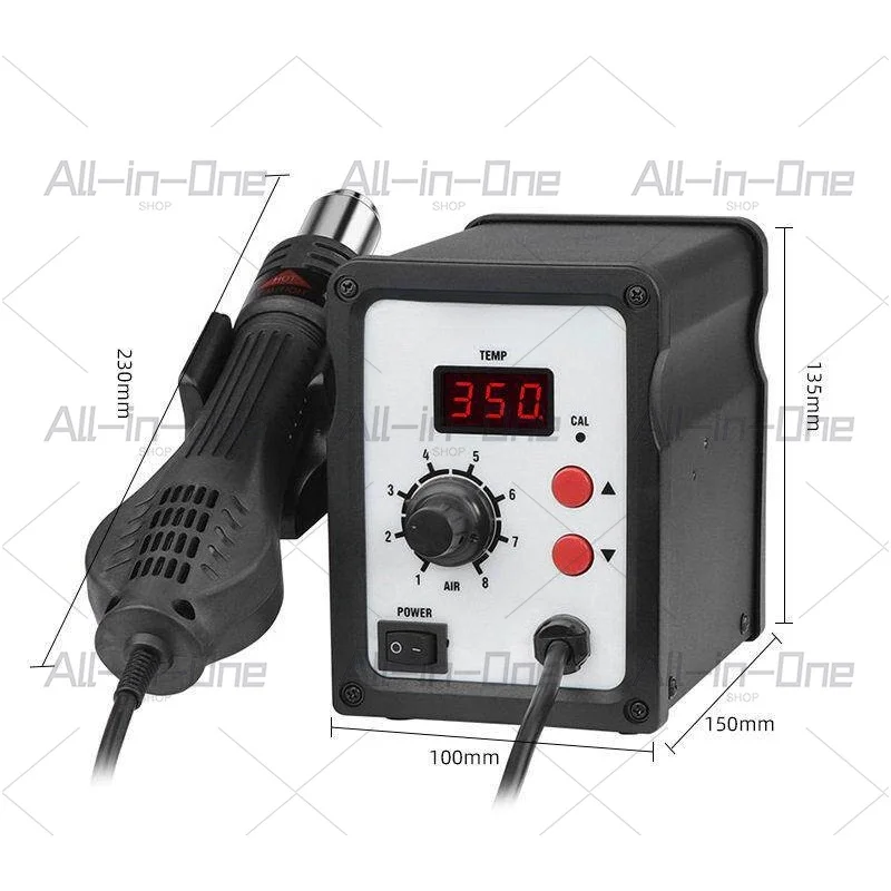 Digital temperature adjustable two-in-one soldering station, dual-use design with heat gun and desoldering function