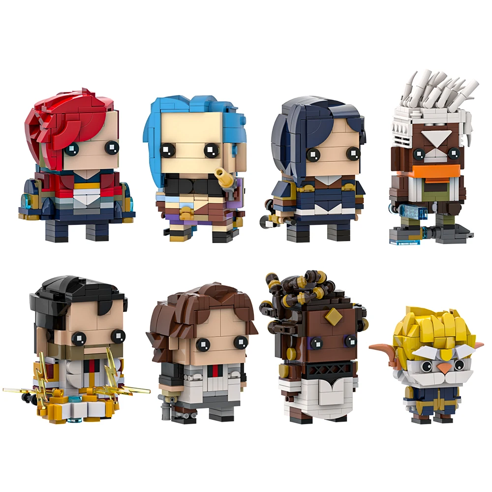 MOC Heros Game Character Jinx  Vi  Arcanes BrickHeadzs Building Blocks Model Arcane Caitlyn Bricks Assembled Toy Children Gift