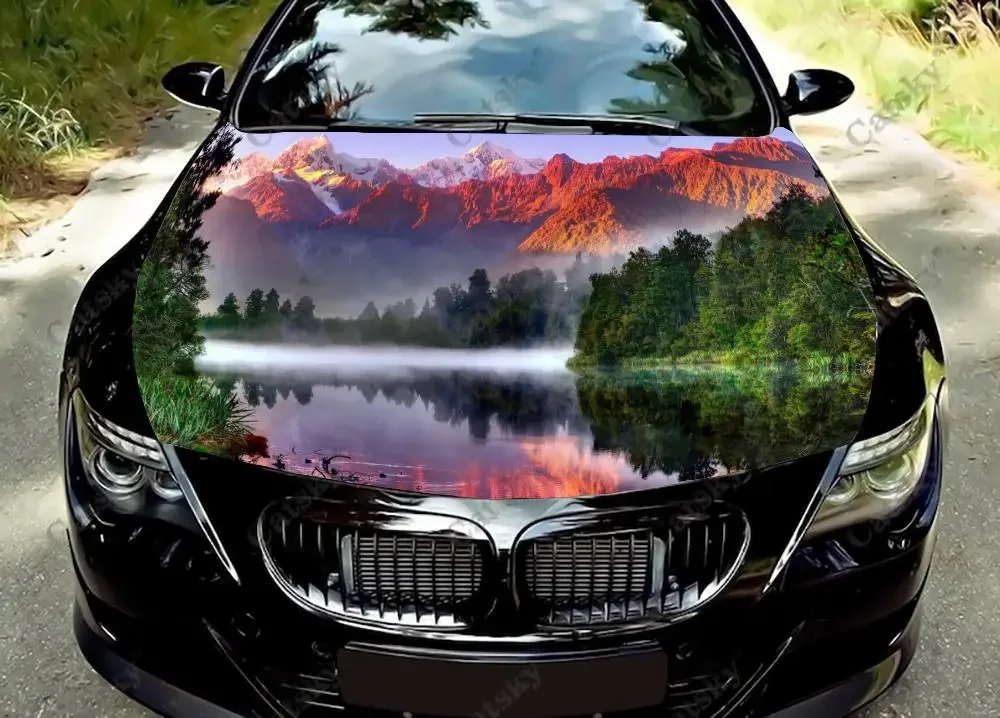 Custom Natural Scenery River Car Hood Vinyl Sticker Wrap Cover Film Engine Decal Custom Auto Accessories Decoration Protect Gift