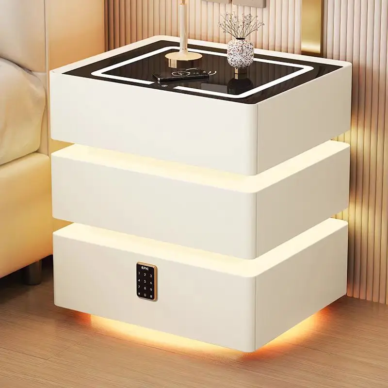 

￥%Intelligent Bedroom Furniture Bedside Table With Wireless Charging Nightstand With Charging Station With 3 Colors Night Light