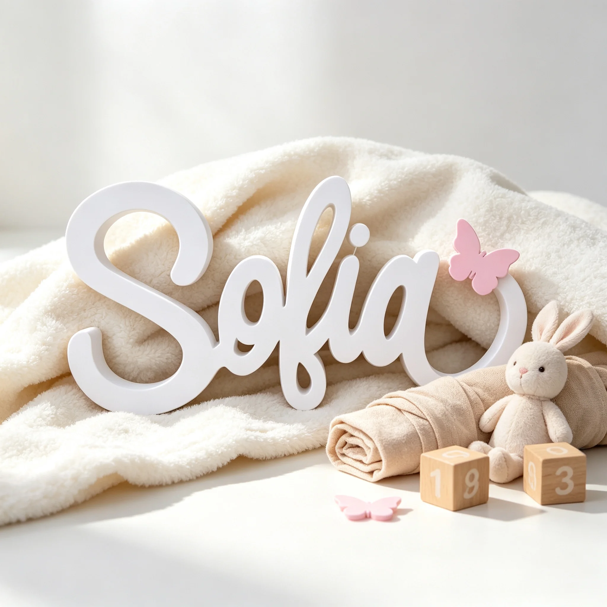 1pc Custom Pink butterfly PVC Wooden Name Plaque, Bedroom Room Table Decor, Wedding Birthday Summer Graduation Christmas Gift