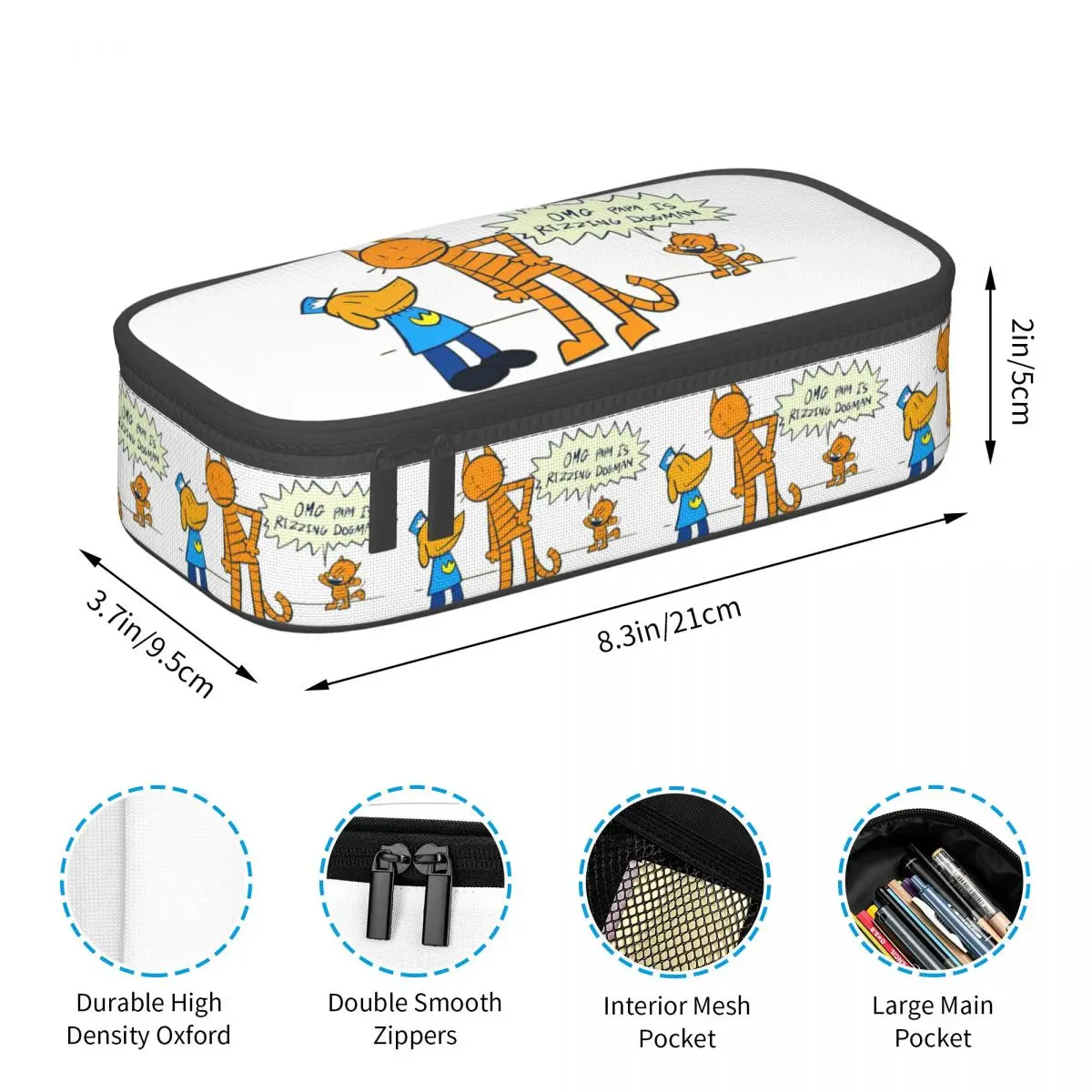 Dog Man Lil Petey And Big Petey Fan Art Pencil Case for Kids School Pen Box Pencil Bag Stationery Supplies Pen Holder Bag