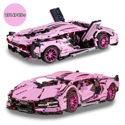 City Speed Technical Pink Lamborghinied Racing Car Building Block Model Sports Vehicle Assemble Bricks Toys For Kids Adult Gifts