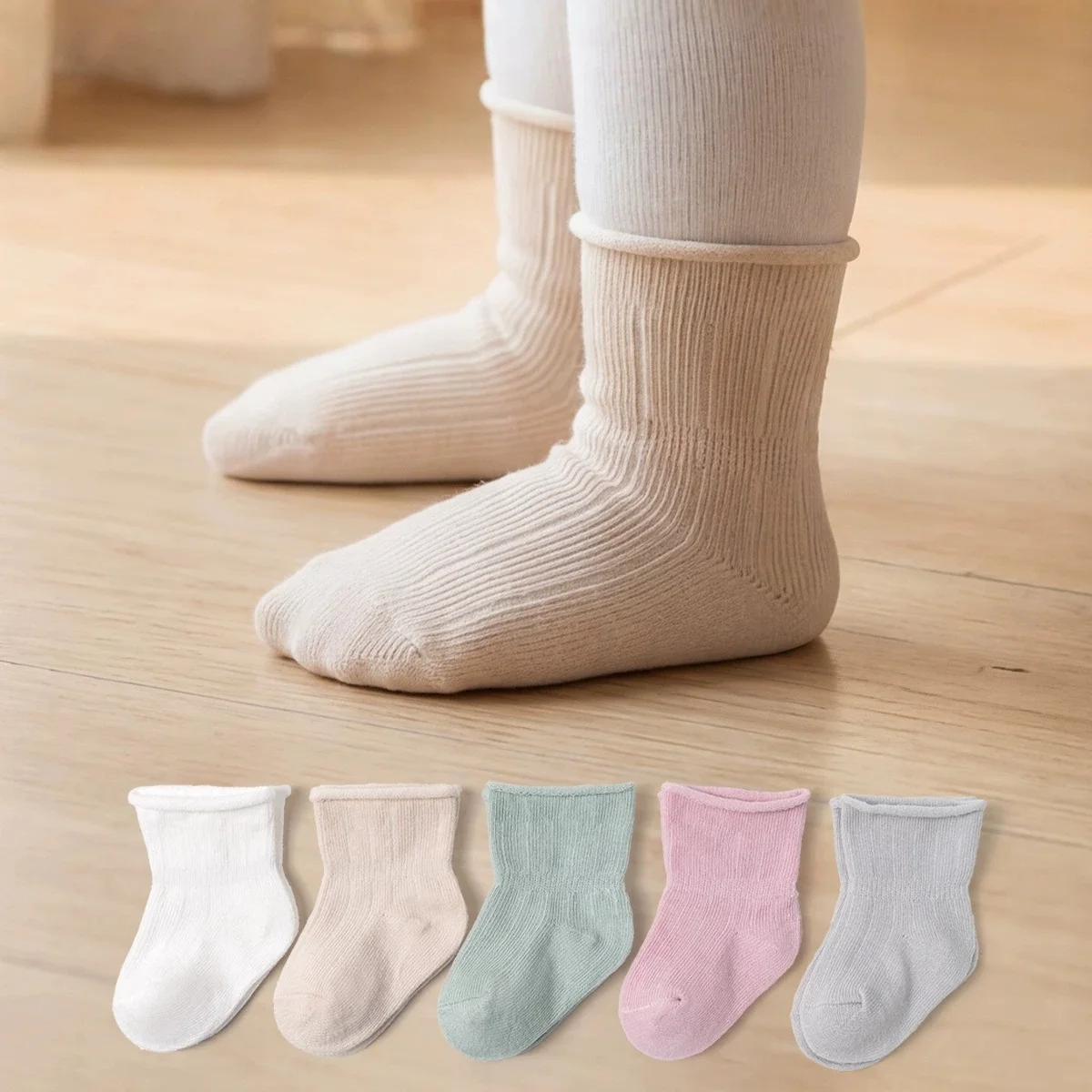 Newborn Baby Socks For Girls Boys Cotton Loose Mouth Infant Toddler Socks  Solid Color Simple Children Sock Spring Autumn 0-5Yrs