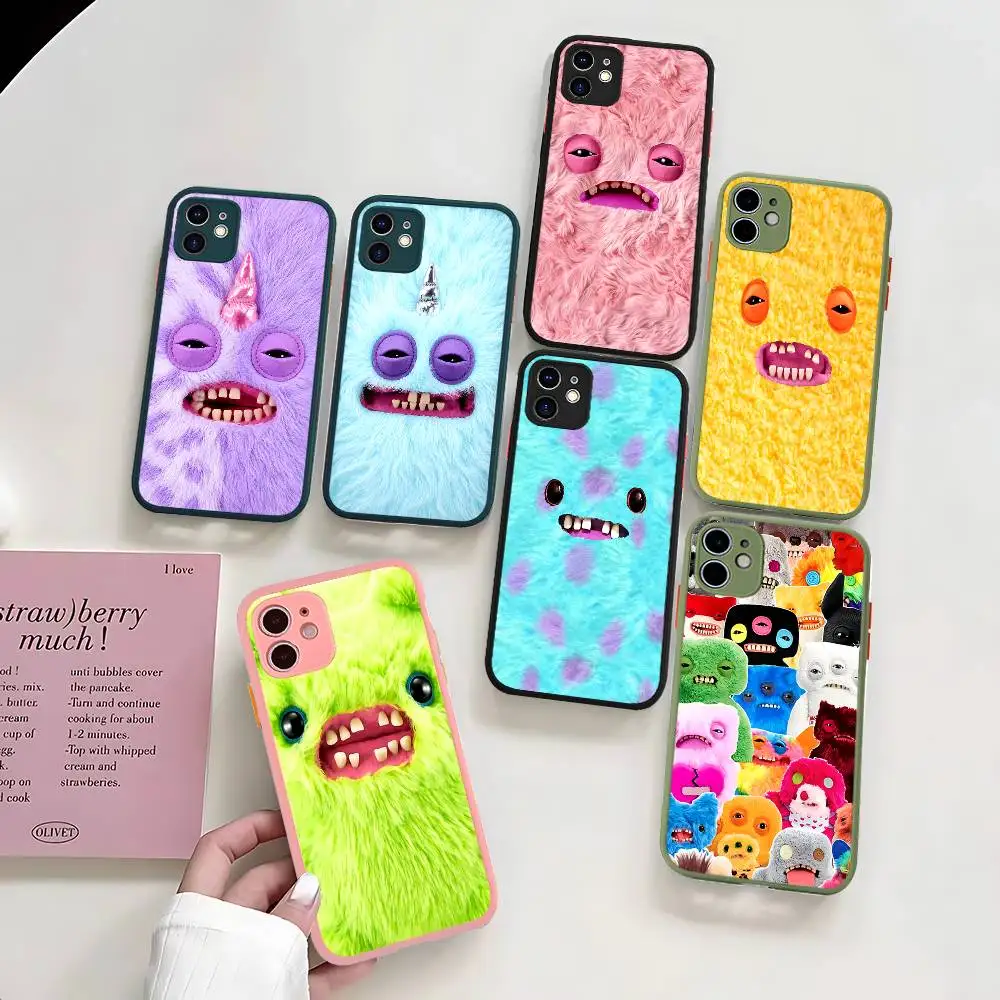 CUTE Doll FugglerS For iPhone 16 15 14 13 12 11 Pro Max X XS MAX Plus Translucent Black Phone Cover